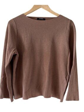 Zara Trafaluc Camel Boat Neck Sweater Bell Sleeve Ribbed Knit Top